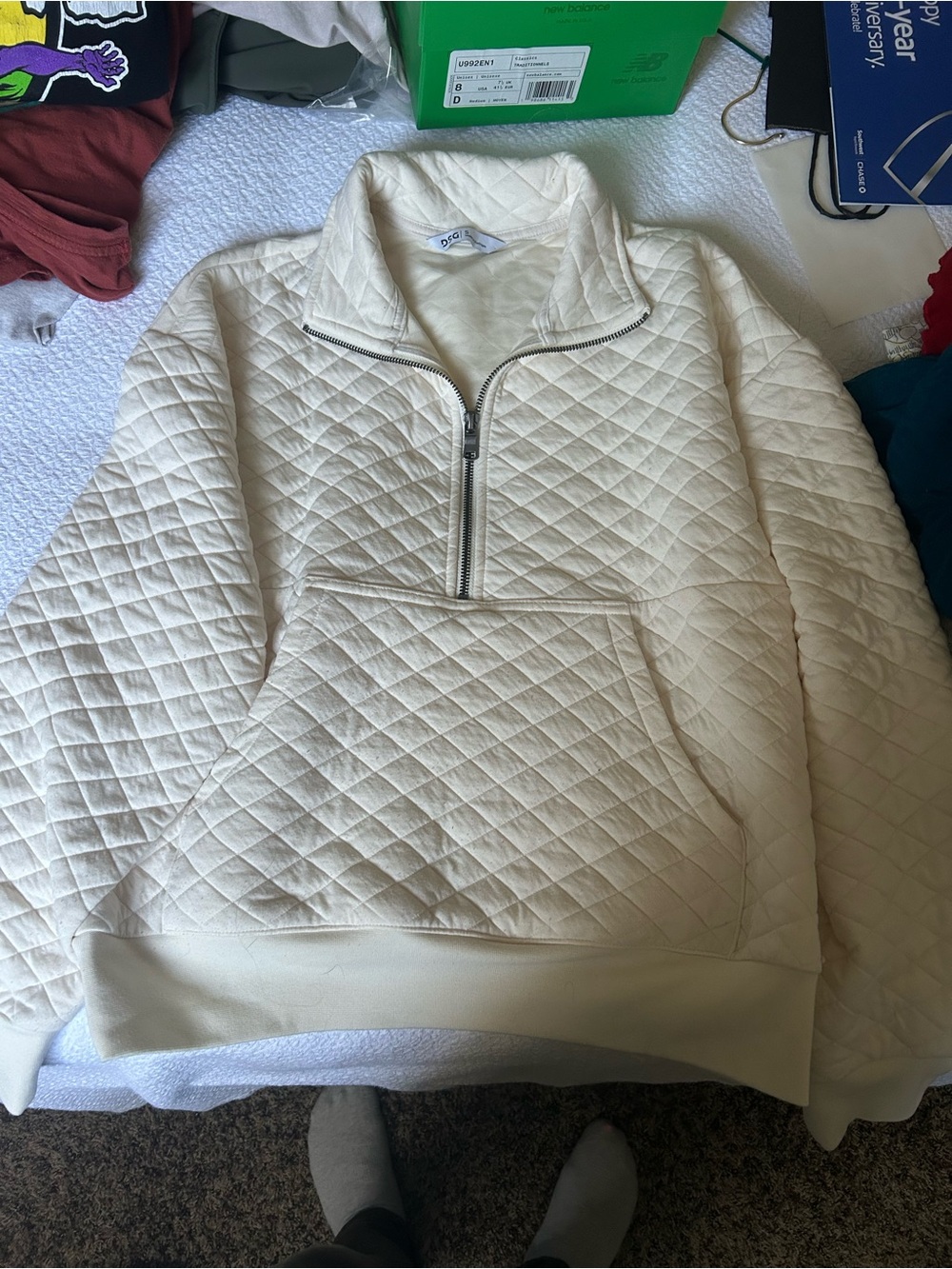 DSG Cream Quilted Half-Zip Teddy Pullover